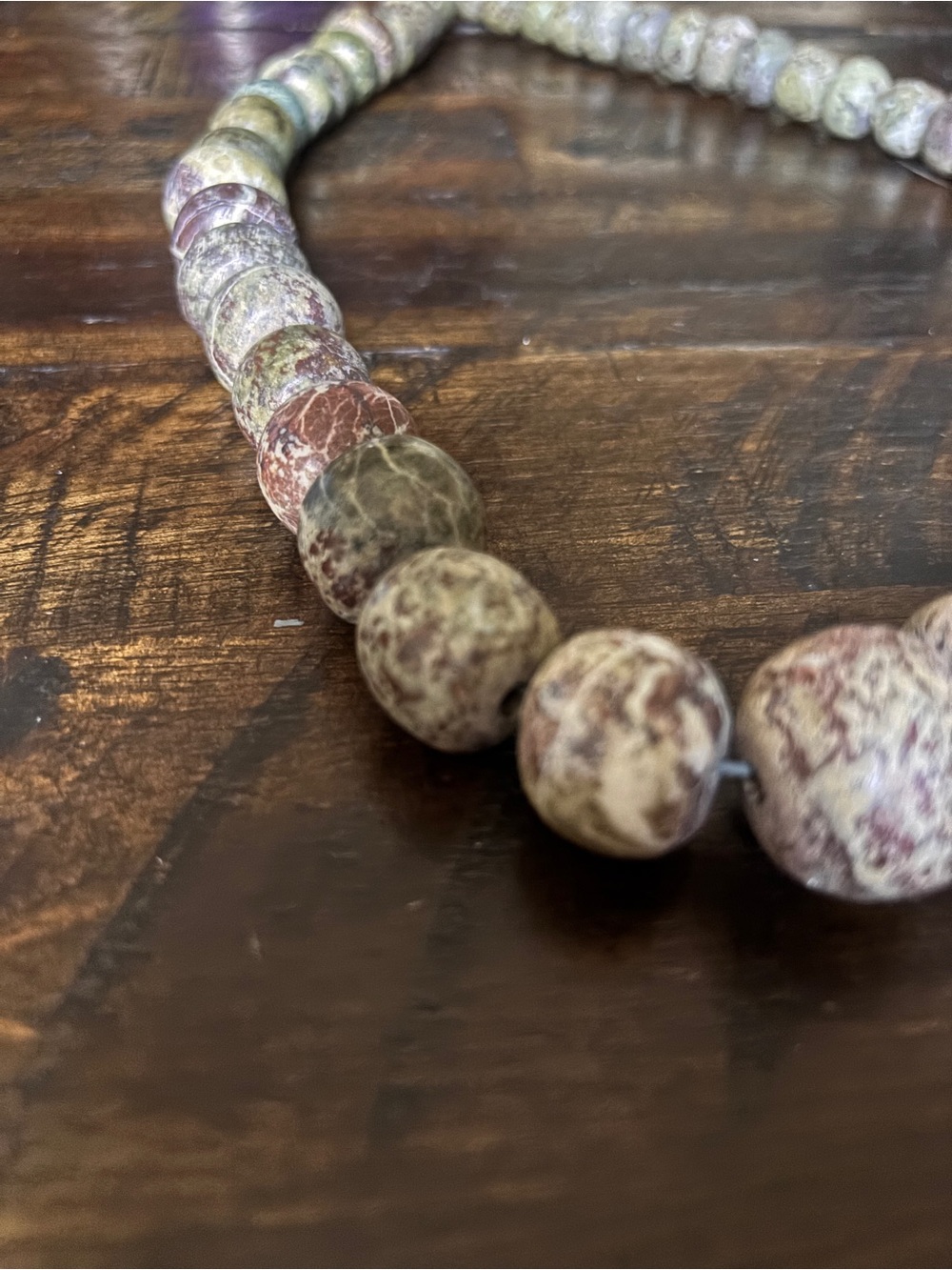 Natural Stone Bead Necklace in Earthy Tones - Picture 3 of 6
